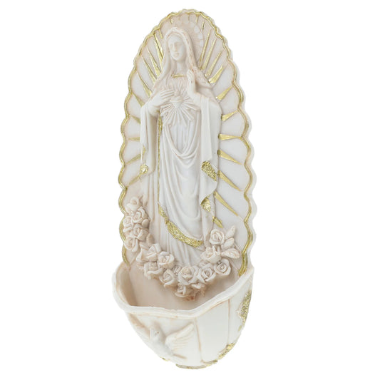 Porta Água Benta em Cerâmica com Imagem de Nossa Senhora de Guadalupe
