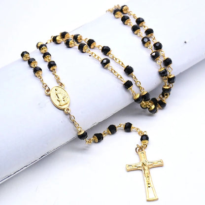 Terço de Nossa Senhora de Fátima Preto e Dourado