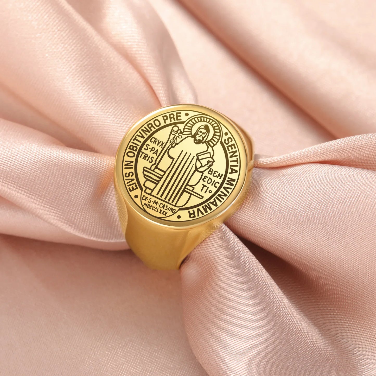 Anel São Bento Unissex em Aço Inoxidável