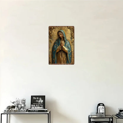 Placa Decorativa Nossa Senhora de Guadalupe em Tons Dourados