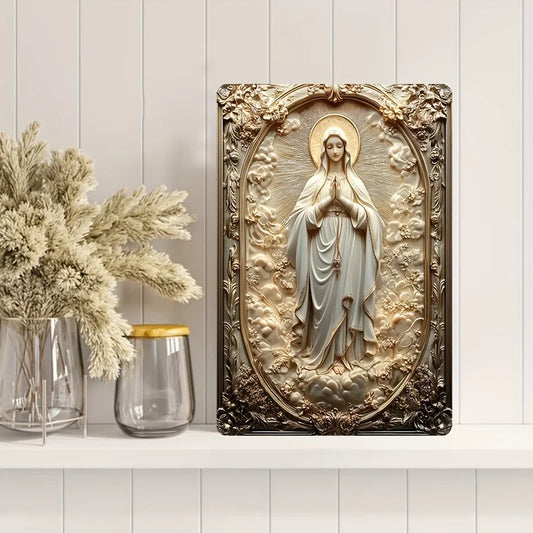 Placa Decorativa de Alumínio com Imagem 2D de Maria