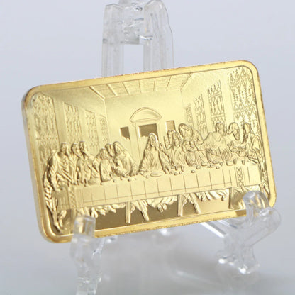 Jesus Cristo e Anjo Gold Bar, Last Dinner, Replica 999, folheados Bar Bullion, Christian Moeda Comemorativa, 1 OZ, 1Pc