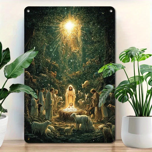 Placa Decorativa Jesus na Manjedoura