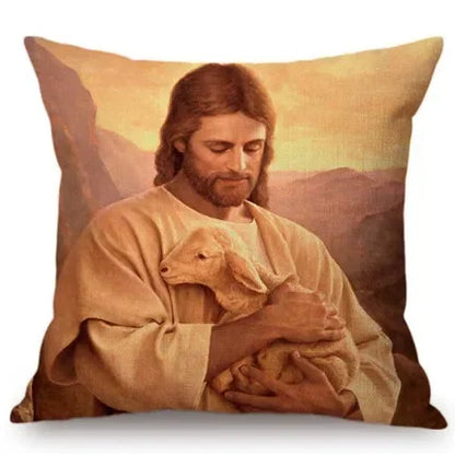 Jesus Cristo Retrato Almofada, Algodão, Linho, Pintura a Óleo, Arte Cristã, Decoração Do Carro, Fronha Home