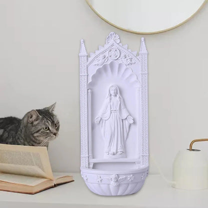 Pia Porta Água Benta de Resina da Virgem Maria