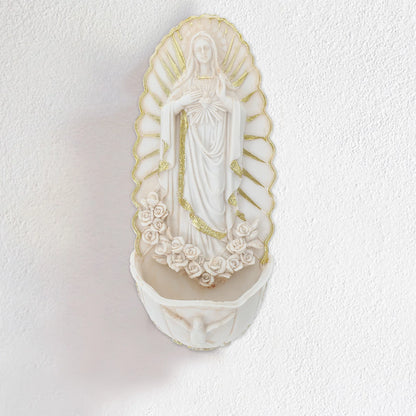 Porta Água Benta em Cerâmica com Imagem de Nossa Senhora de Guadalupe