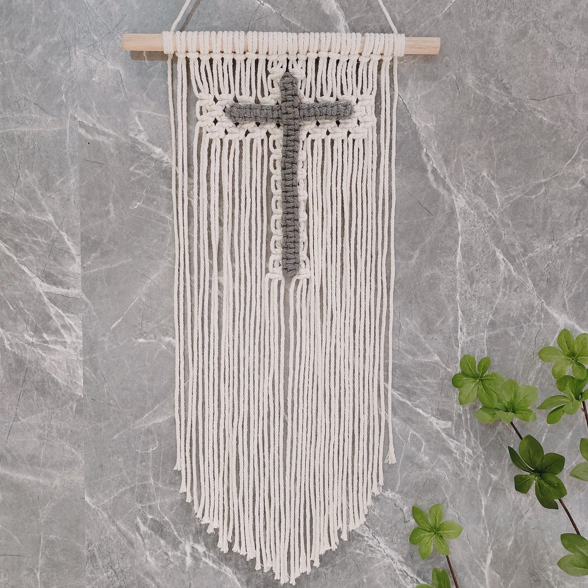 Eu acredito Christian Macramé Wall Decor, Jesus Deus Cruz, Fé Crença, Religião