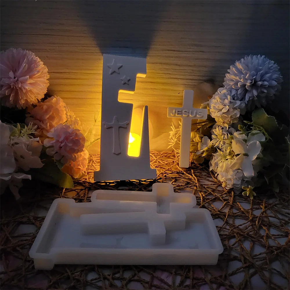 Molde de Silicone 3D Cruz de Jesus para Artesanato