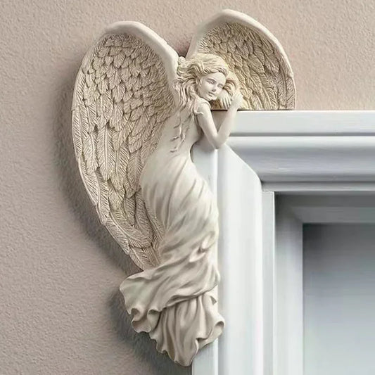 Ornamento de Anjo em Resina para Porta - Decoração Elegante