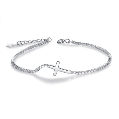 Pulseira Feminina Cruz em Prata Esterlina 925 - Elegância e Espiritualidade