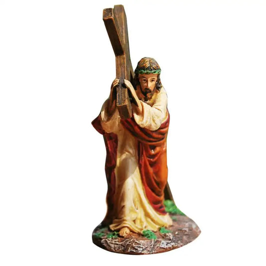 Estátua de crucifixo Jesus Crosss Estátua de resina Figura de Cristo Acessórios religiosos católicos Decoração