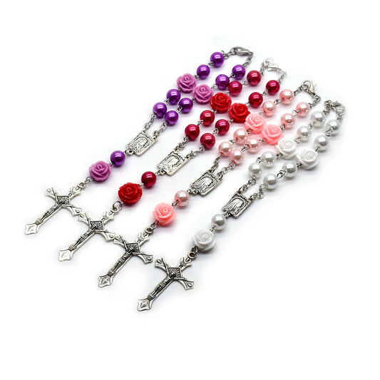 Pulseira Dezena com Pérolas de Vidro e Resina