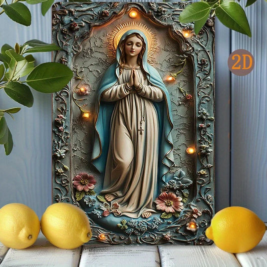 Placa Decorativa Nossa Senhora de Lourdes e Flores