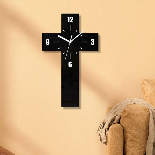 Relógio de Parede Cruz Decorativa - Elegante e Silencioso