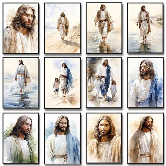 Pintura em Tela de Jesus Andando na Água