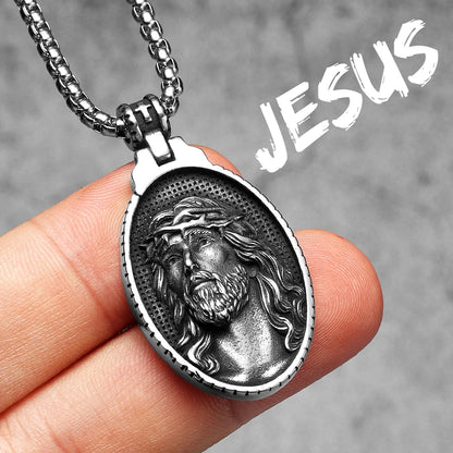 Colar Masculino Sagrado Coração de Jesus em Aço Inoxidável