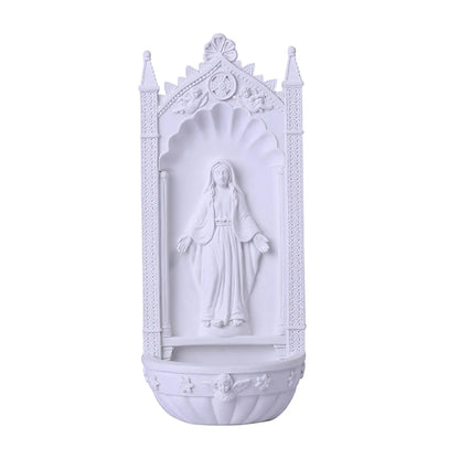 Pia Porta Água Benta de Resina da Virgem Maria