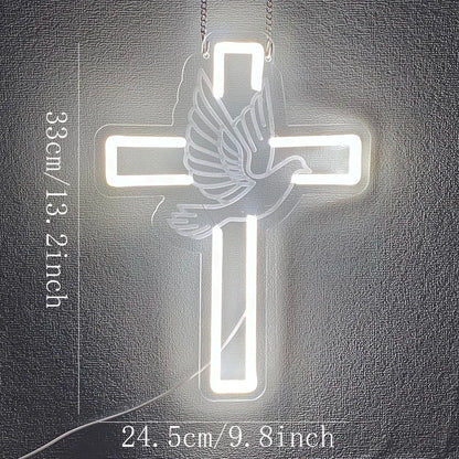 Cruz Espírito Santo de Néon LED para Decoração Religiosa
