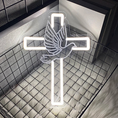 Cruz Espírito Santo de Néon LED para Decoração Religiosa