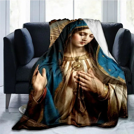 Cobertor Religioso Jesus Nossa Senhora e Sagrada Família - Conforto e Fé - 150x200 cm