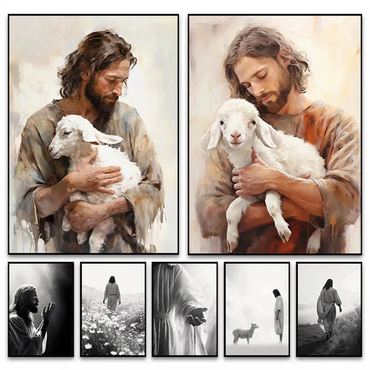 Preto e branco jesus fé cruz na colina cartaz impressão pintura em tela moderna religiosa arte da parede imagem para sala decoração casa