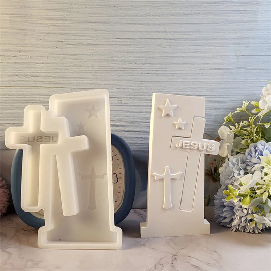 Molde de Silicone 3D Cruz de Jesus para Artesanato