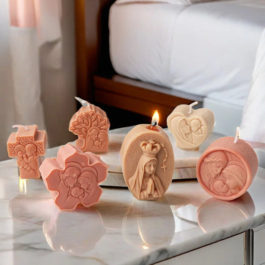 Molde de Silicone para Pequenas Velas Religiosas - Sagrada Família