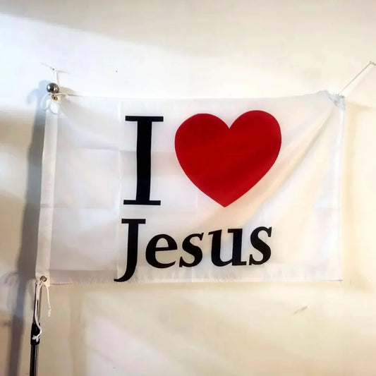 Bandeira Decorativa 'I Love Jesus' em Poliéster