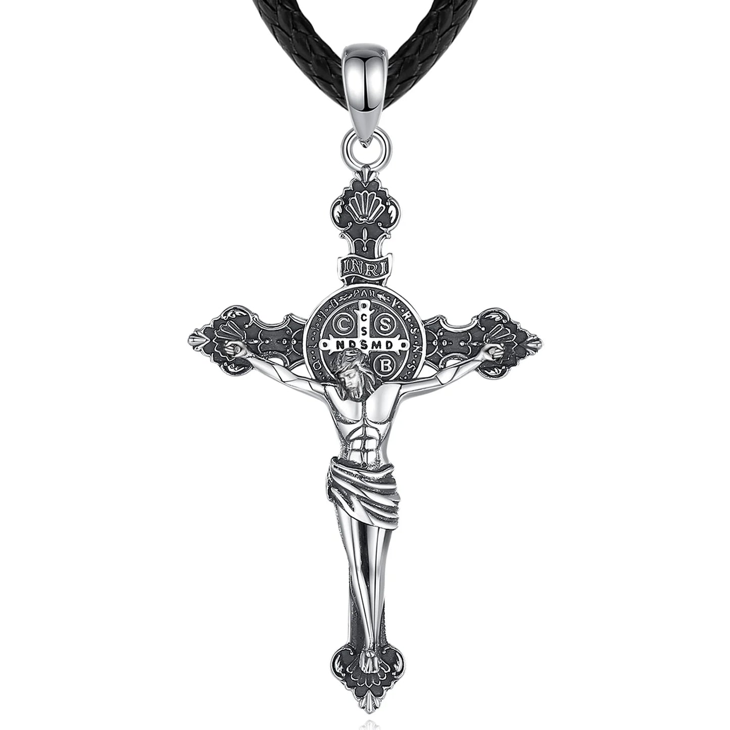 Colar de Prata 925 com Cruz de São Bento