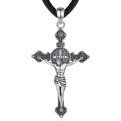 Colar de Prata 925 com Cruz de São Bento
