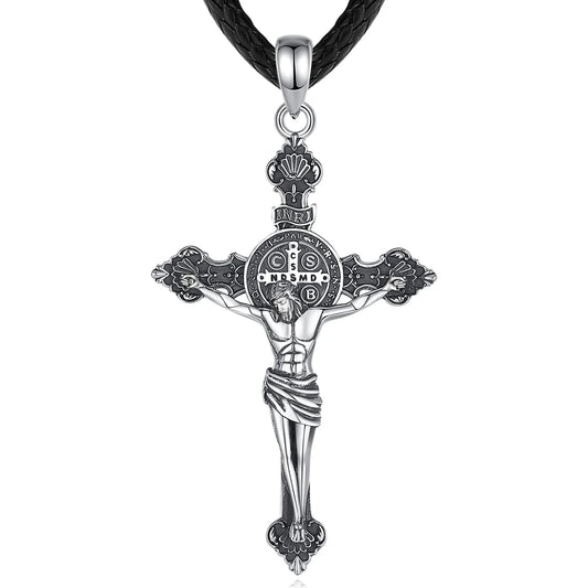 Colar de Prata 925 com Cruz de São Bento