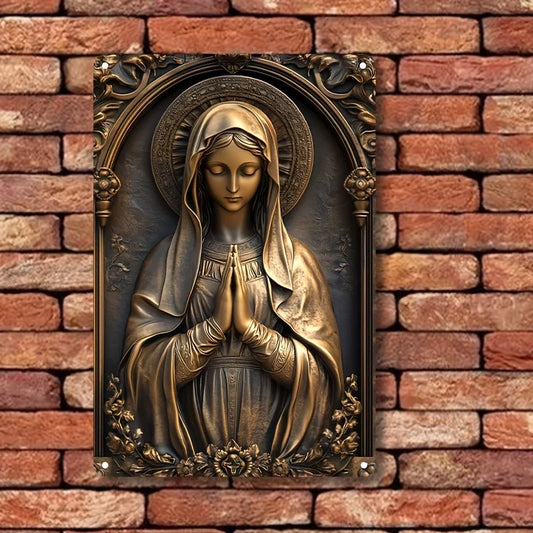 Placa Decorativa Nossa Senhora de Lourdes em Alumínio – Edição Bronze