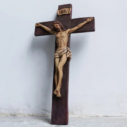 Crucifixo de Resina Jesus - Decoração Católica Elegante