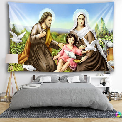 Tapeçaria Decorativa Sagrada Família - Arte Católica