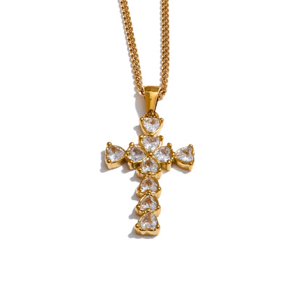 Colar Feminino Cruz Zircônia Cúbica Banhado a Ouro 18K