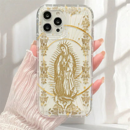 Capa de telefone padrão jesus e virgem maria para iphone 16 pro max capas iphone 15 14 13 11 12 pro 7 8 plus x xr capa tpu anti-queda