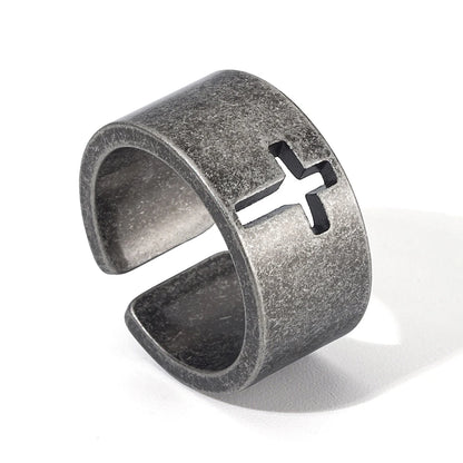 Anel Cruz Vintage em Aço Inoxidável Masculino