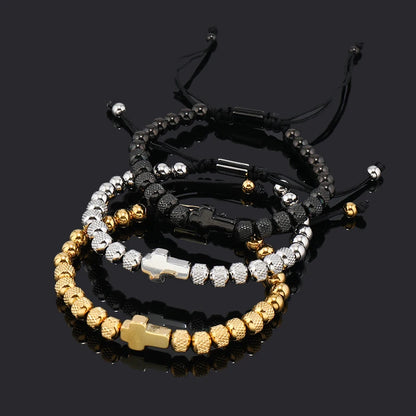 Pulseira Masculina Cruz de Aço Inoxidável