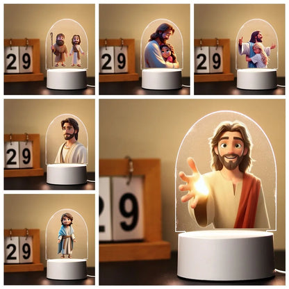 Luminária Acrílica de Jesus Estilo Desenho Animado