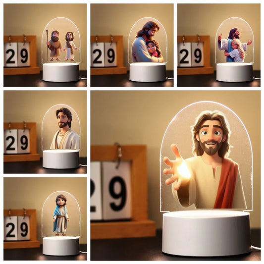 Luminária Acrílica de Jesus Estilo Desenho Animado