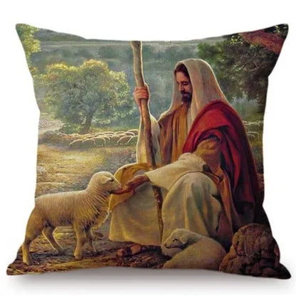 Jesus Cristo Retrato Almofada, Algodão, Linho, Pintura a Óleo, Arte Cristã, Decoração Do Carro, Fronha Home