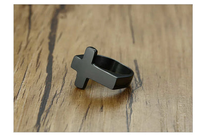 Anel Masculino Cruz em Aço Inoxidável – Força e Fé em Cada Detalhe