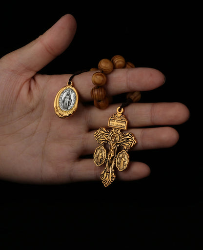Terço Compacto com Cruz do Perdão Medalha de São Bento e de Nossa Senhora das Graças