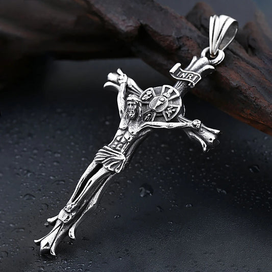 Colar Masculino Crucifixo Inri Aço Inoxidável