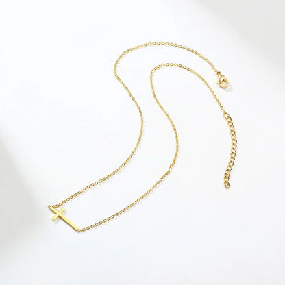 Colar transversal lateral, pingente crucifixo feminino, corrente ajustável de aço inoxidável, mãe esposa amigo presentes