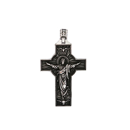 Colar Masculino Cruz Jesus Subindo aos Céus em Aço Inoxidável