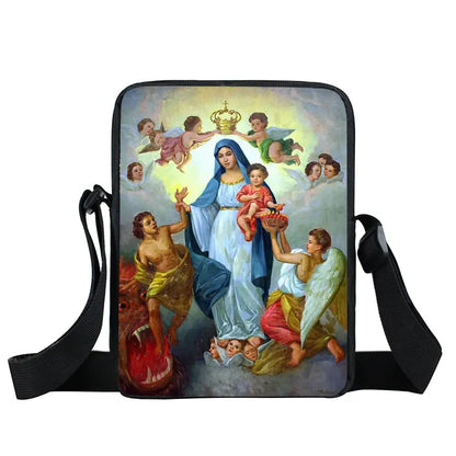 Bolsa Crossbody Cristã com Estampa Religiosa