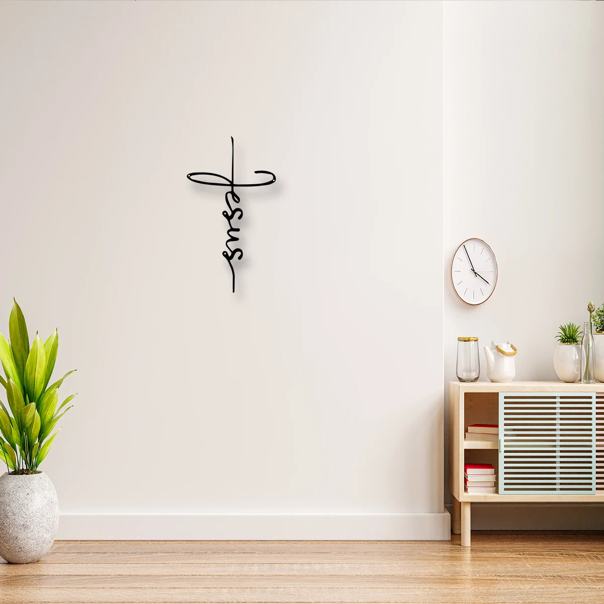 Metal Cutout Placa para Decoração de Parede, Jesus Silhueta Sinais, Silhueta Preta, Sala de Jantar, Cozinha, Café