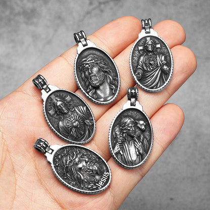 Colar Masculino Sagrado Coração de Jesus em Aço Inoxidável