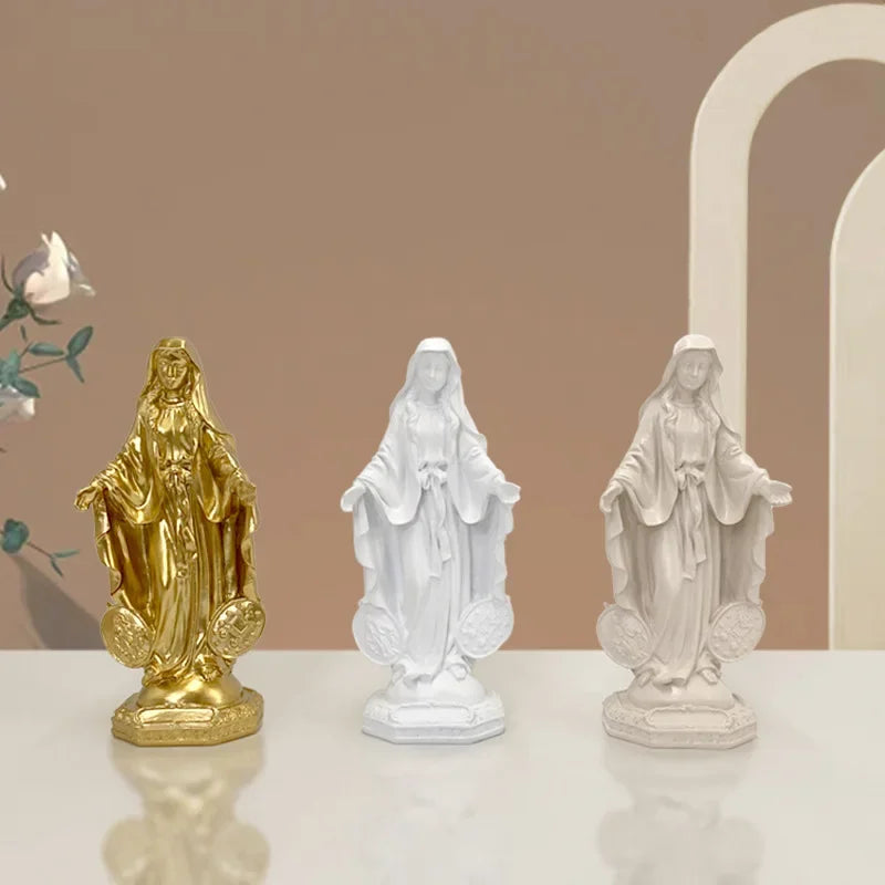Imagem de Nossa Senhora das Graças com Medalha Milagrosa em Resina